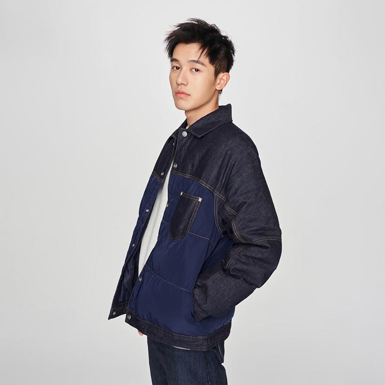 Lee Comfortable Duck Down Splicing High Street Lapel Down Jacket Men Outerwear LMT0078326VC00F898L00