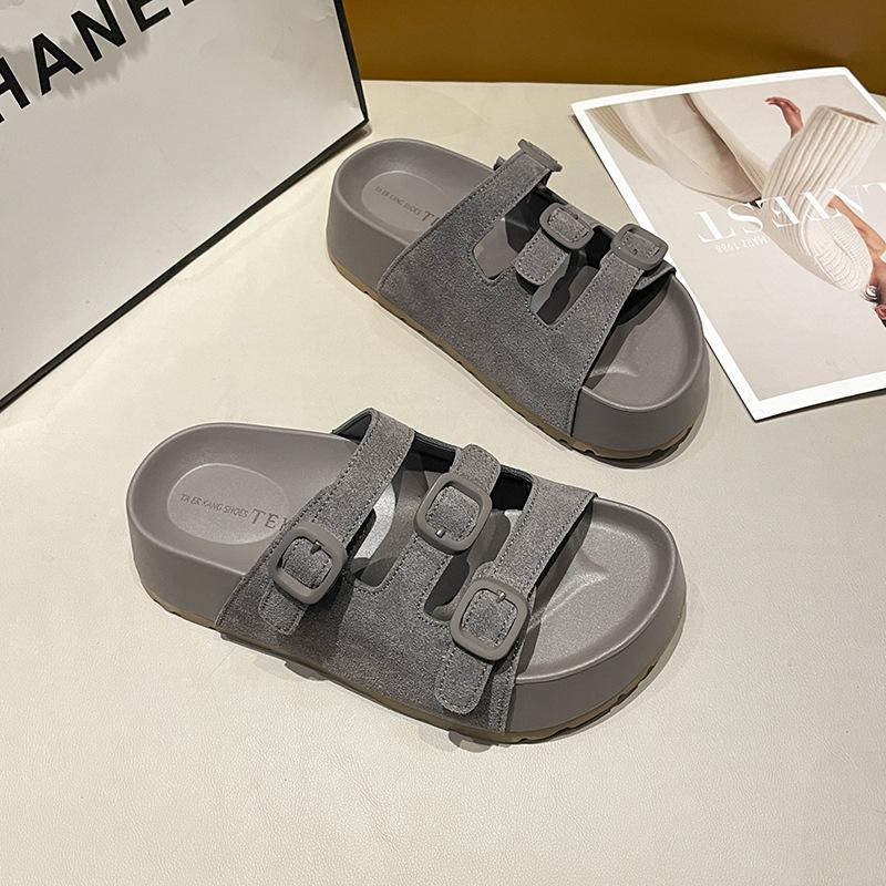 Beautiful Thick-bottomed Cool Slippers for Women's 2025 Summer New Outer Wear, High-end Sense Going Out with Skirt Slippers