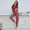Vêtements d'intérieur décontractés pour femmes, pantalon à manches courtes longueur cheville avec t-shirt imprimé lettres pour pyjama dames