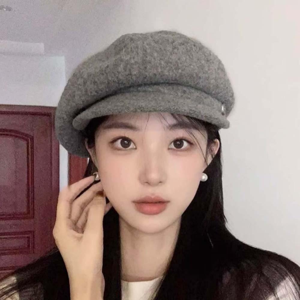 British Style Wool Beret Cap Dome Women Artist Hat Casual Female Painter Cap Girls