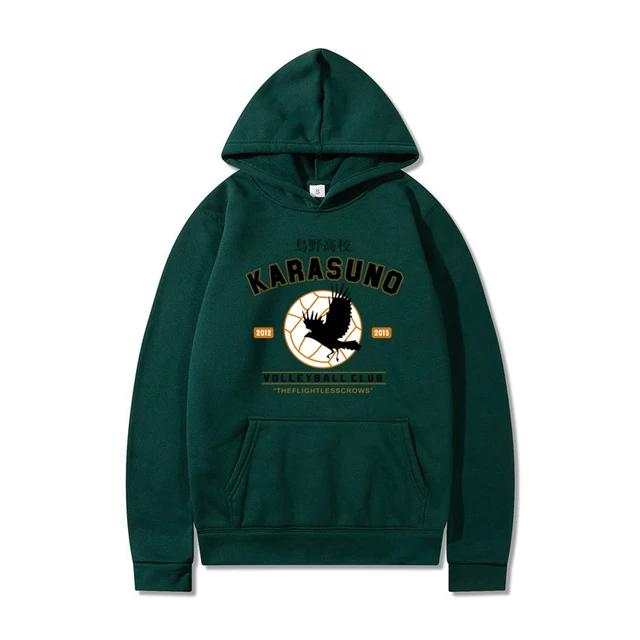 Autumn Winter Hoodies Cartoon Japanese Anime Street Wear Karasuno Flyover Pattern Men's and Women's Warm Sweatshirts