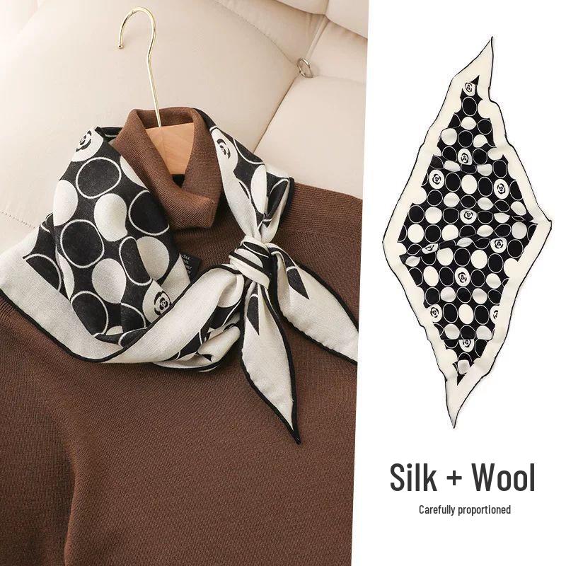 TXRMDX Men s Wool Silk Blend Rhombus Scarf One Size