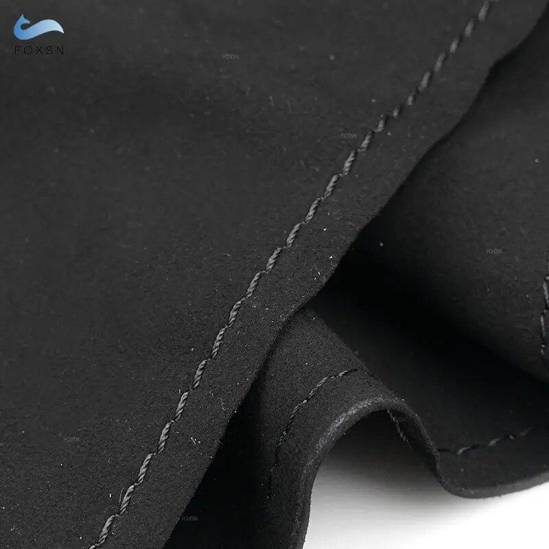 Universal 38cm Hand-stitched Black Suede Leather Car Interior Braid Steering Wheel Cover with Needles and Threads Kits