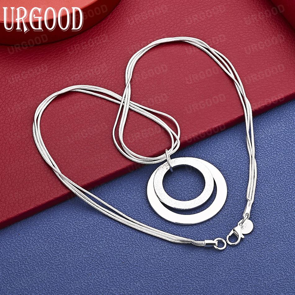 925 Sterling Silver Double-Layer Circular Snake Bone Necklace - Banquet Gift Jewelry