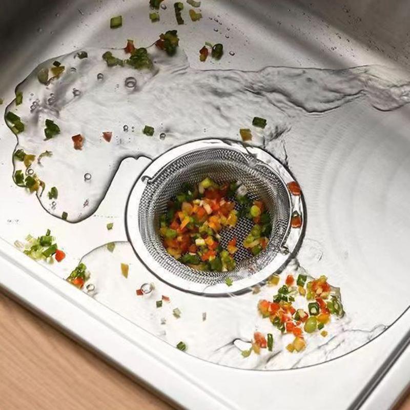 Stainless Steel Kitchen Sink Strainer Thickened Anti Clog Drain Filter Universal Leak Proof Mesh For Sink Basket Debris Catcher