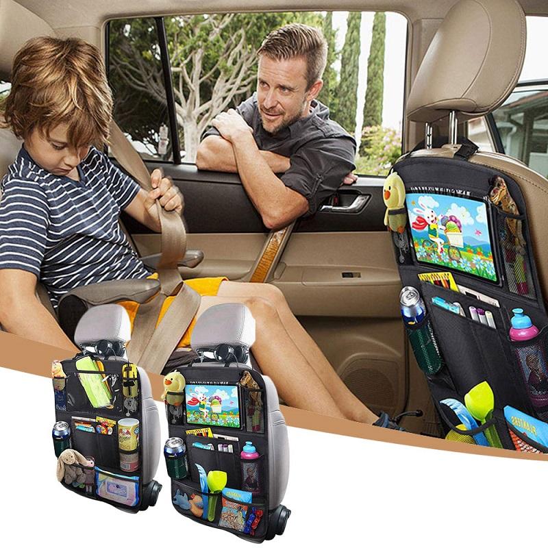 2PCS Kick Mats Back Seat Protectors Storage Organizer Pocket Universal Black