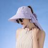 Pălărie de soare cu șal și fundă, cu gaură în coadă de cal, Aiti UV, pălărie Fishman, pălărie de plajă cu parasolar la modă