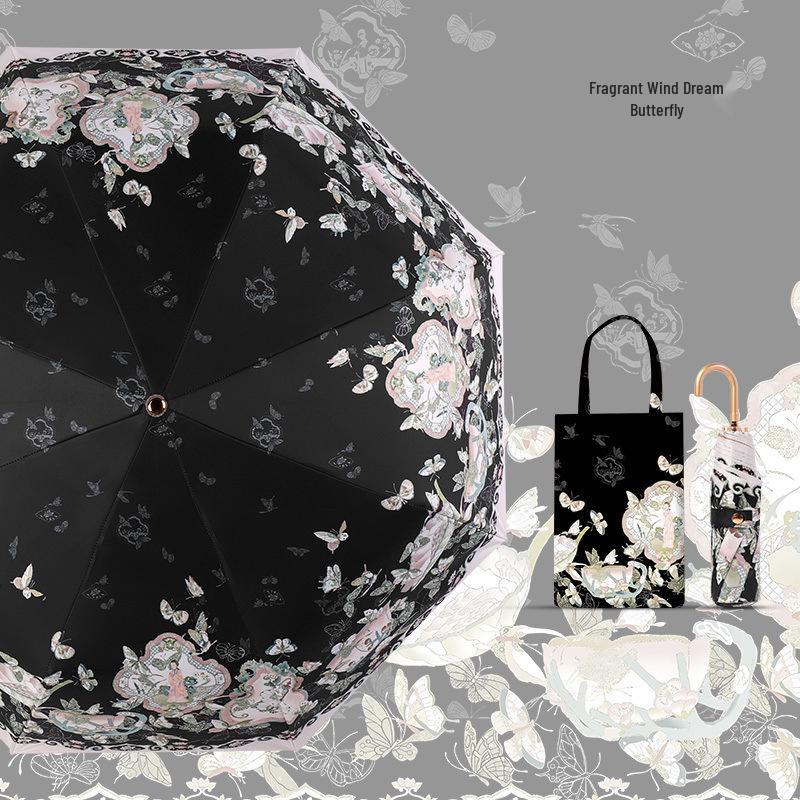 32-Bone Folding Dual-Use Women's Umbrella - Sun & Rain Protection, Anti-UV, Enlarged, Reinforced, Thickened Sunshade