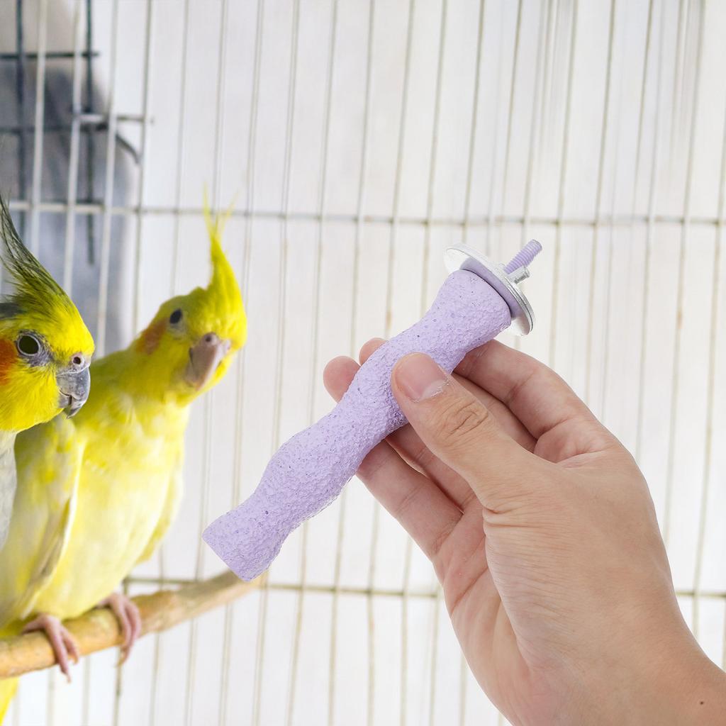 Natural Wood Bird Perch 14Cm Sand Grinding Stand Parrot Nail Trimming Cage Accessories for Small Medium Large Birds African Grey