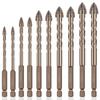 10 stuks 4-snijder zaagtand excentrische boor legering 4-snijder gekartelde excentrische boor droog boren marmer boor multi maat tegel