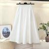 Petite White A-Line High-Waisted Mid-Length Skirt for Spring and Autumn - Plus Size Available
