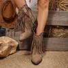 Tassel Ankle Slip-on Modern Boots Square Heel Mid Heel Ladies Shoes on Sale 2025 Fashion Pointed Toe Sewing Women's Boots