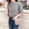 Fashion Plaid Contrasting Color Lock Single Shoulder Crossbody Small Square Bag Versatile Chain Women's Bag One Piece