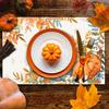 Fall Placemats Set of 4 Placemats,12x18 Inch Autumn Pumpkin Pattern Table Mats for Thanksgving Fall Holiday Party Kitchen Dining Indoor Outdoor Table