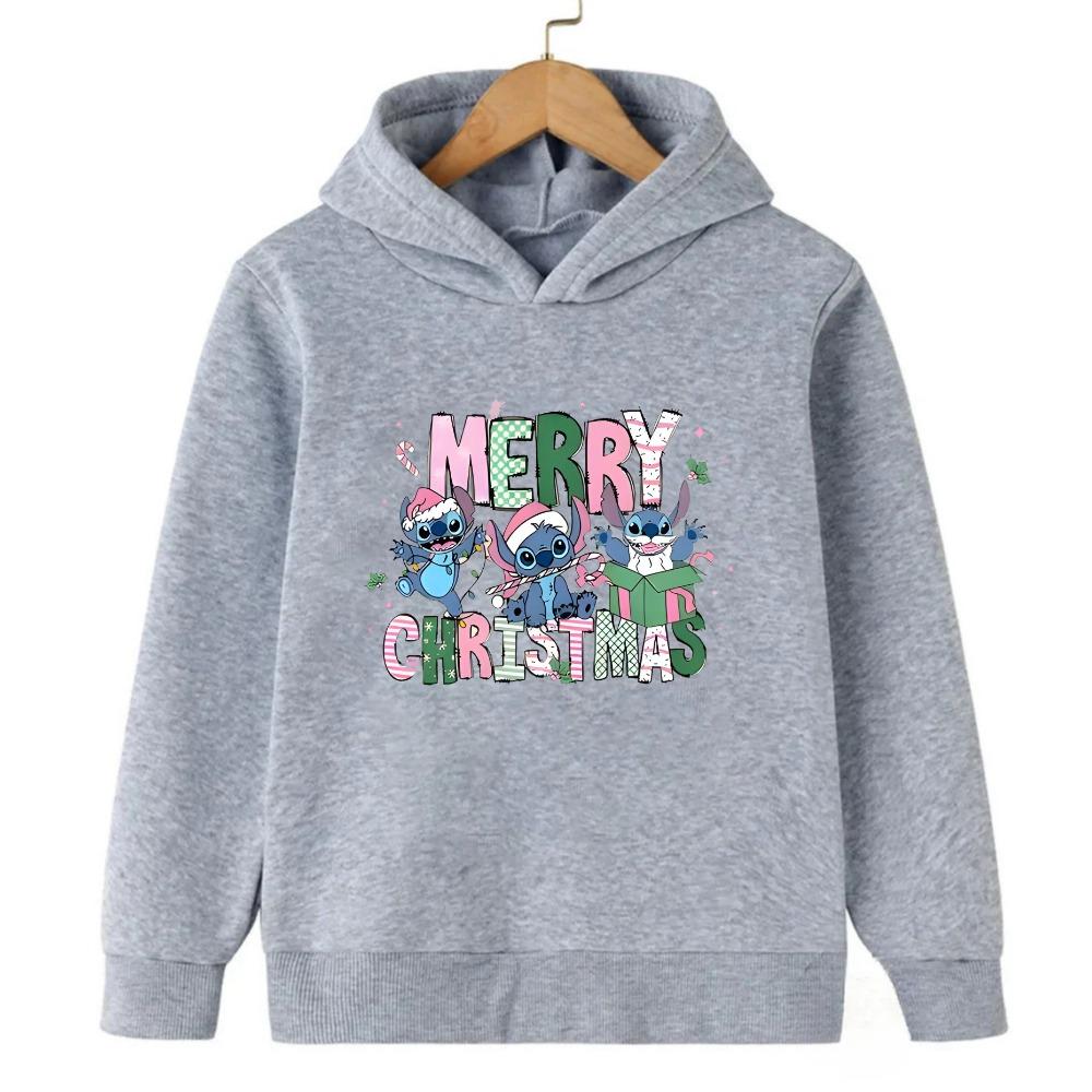 Hot Selling Stitch Christmas Themed Children's Autumn and Winter Hoodies, Warm and Comfortable, Fashionable Girls' Sportswear