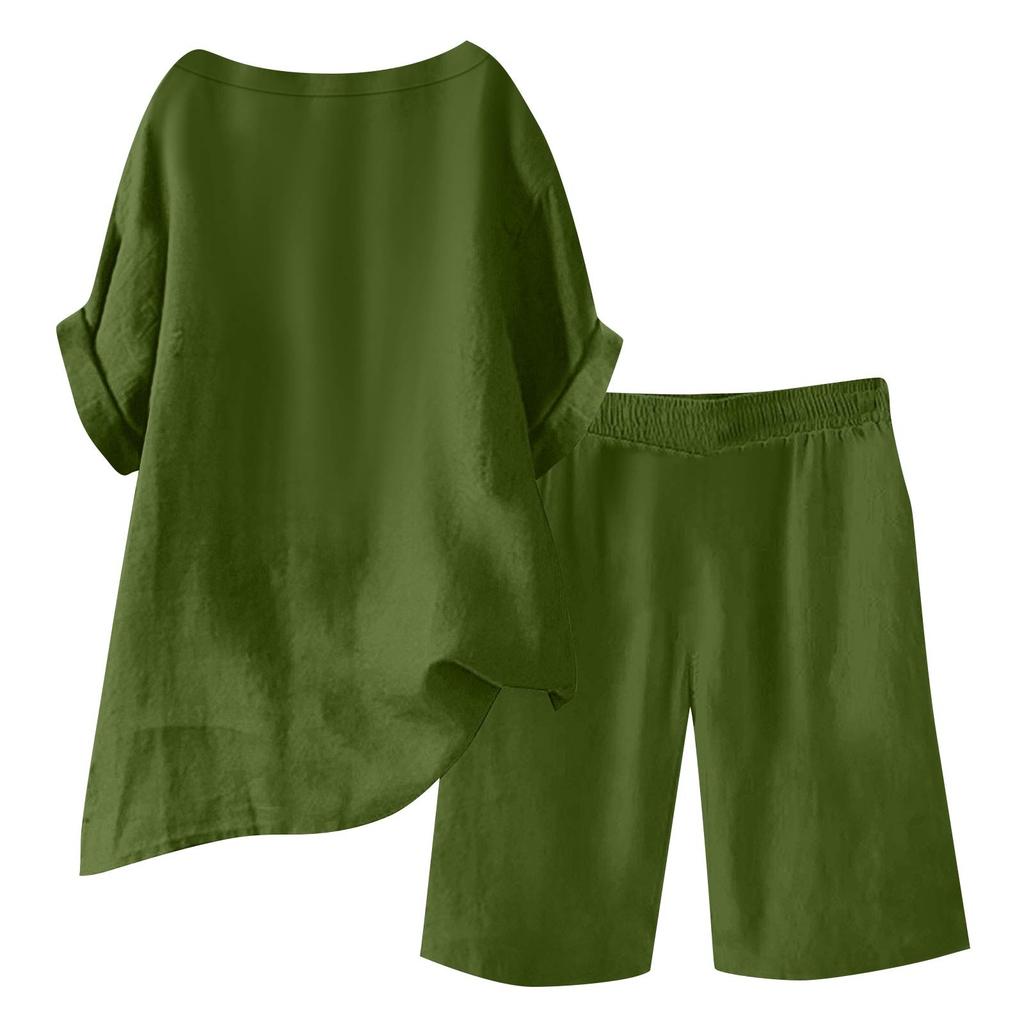 Women's Casual Pants Set Fashion Women's Shirt Soild Two Piece Set