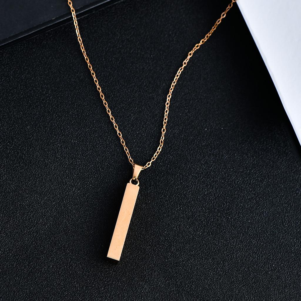 Europe and the United States supply lettering long titanium steel necklace trend rectangular geometric stainless steel pendant men