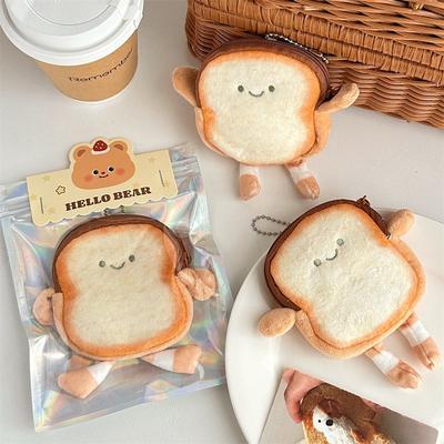 Mini Bread Toast Coin Purse Student Bag Cosmetic Bag Cute Pouch Wallet with Strap Messenger Bag