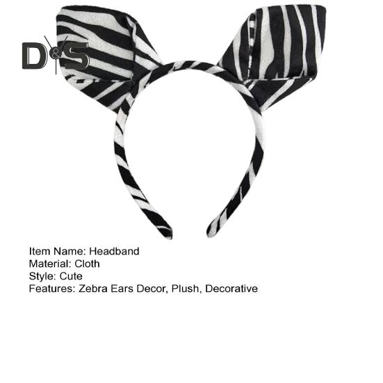 Opaska na głowę z uszami zebry, opaska na włosy z kreskówkowym zwierzęciem, opaska na głowę w paski, wygodna, dopasowana, dziecięca, nakrycie głowy do cosplayu, rekwizyty fotograficzne