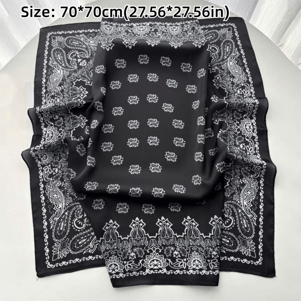 Soft Silk Square Scarf Floral Print Neckerchief Shawl Luxury Headband Scarf  Headwear Accessory