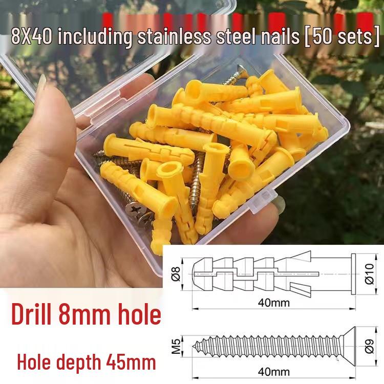 Home Use Mixed Pack: Yellow Plastic Expansion Tubes, Zinc Nails, Stainless Steel Screws