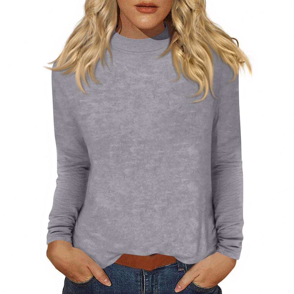 Women's Daily Casual Long Sleeve Mid Collar Top