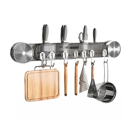 Wall-Mounted Kitchen Utensils Organizer Inline Vacuum Hooks No-Drill Utensils Hanger Knife Holder with Adjustable Hooks for Spatulas Bathroom Towels чёрный 699₽