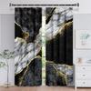 Luxury Black Gold Geometric Curtains Modern Line Window Drapes 2 Panels Elegant Living Room Bedroom Home Decor
