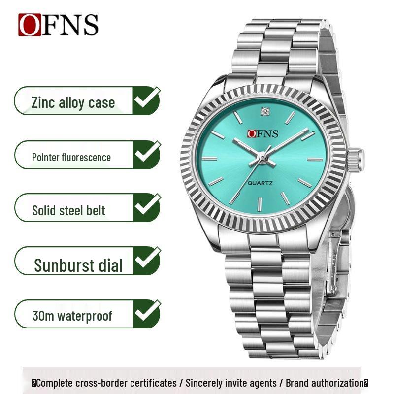 OFNS Classic Women's High-End Casual Luxury Quartz Wristwatch, Roman Numeral, Stud Design, Business-Commuting, Waterproof.