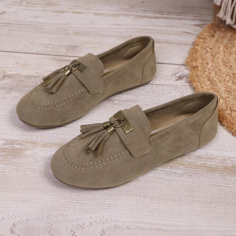 Damen Übergröße Quasten Einfarbig Flache Slipper Neue Herbst Leichte Bequeme Slip-On Schuhe