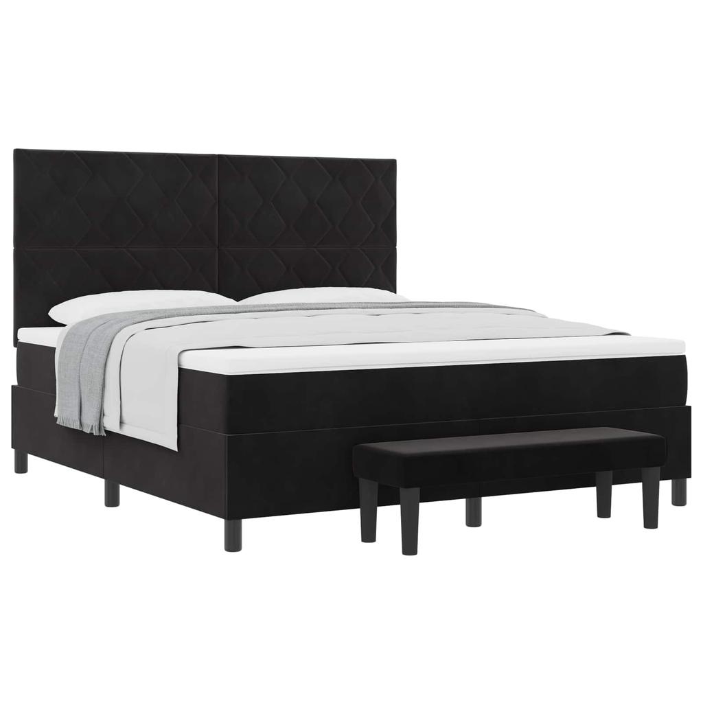 Box Spring Bed with Headboard Black 200 X 180 Cm Velvet