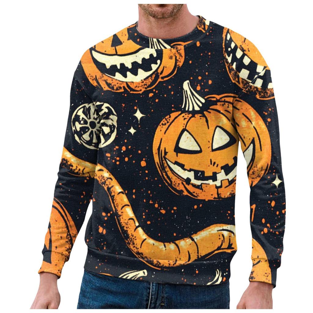Autumn 3D Halloween Funny Pumpkin Pattern Printed Hoodies Fashionable Casual Sports Long Sleeved Men's Hooded Sweatshirts