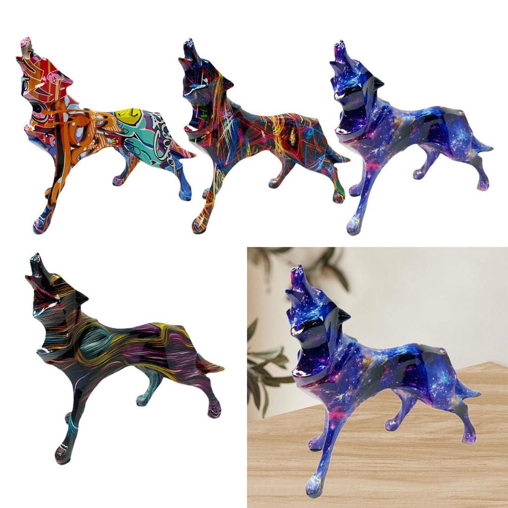 Wolf Statue Wear Resistant Housewarming Gift Artwork Home Decoration Keepsake Desk Ornament for Patio Bedroom Shelf Porch Indoor