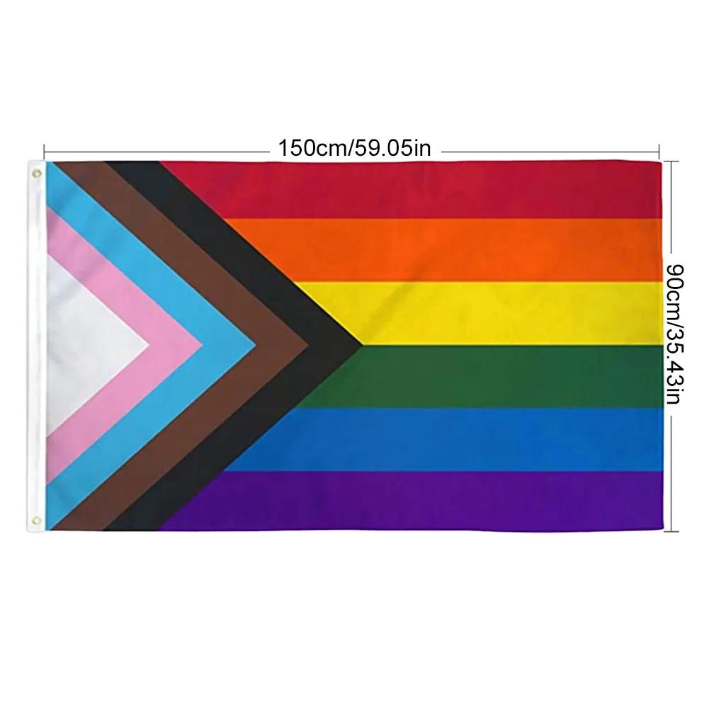 90X150cm LGBT Pride Rainbow Flags Banners Vivid Color Rainbow LGBT Decorative Garden Flag Double Stitched for Home/Outdoor Decor