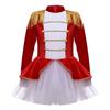 Justaucorps de Cirque pour Filles Manches Longues Épaulette à Franges Tulle Tutu Costume Noël Festival Tenue de Spectacle