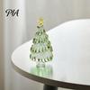 Christmas Atmosphere Decor Hand Blown Glass Tree Figurine with Golen Star, Desktop Ornament Gift Mini Xmas Ornament, Handmade Holiday Decoration