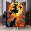 Spooky Halloween Witch And Moon Flannel Throw Blanket - Soft, Warm Ideal for Couch, Bed, Office & Travel, Perfect Gift for Friends And Family, Machine