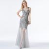 Sparkly Sequins Sleeveless Mesh Dress for Women Cocktail Wedding Guest Party Dress See Through Sheer Mesh Rave Outfits