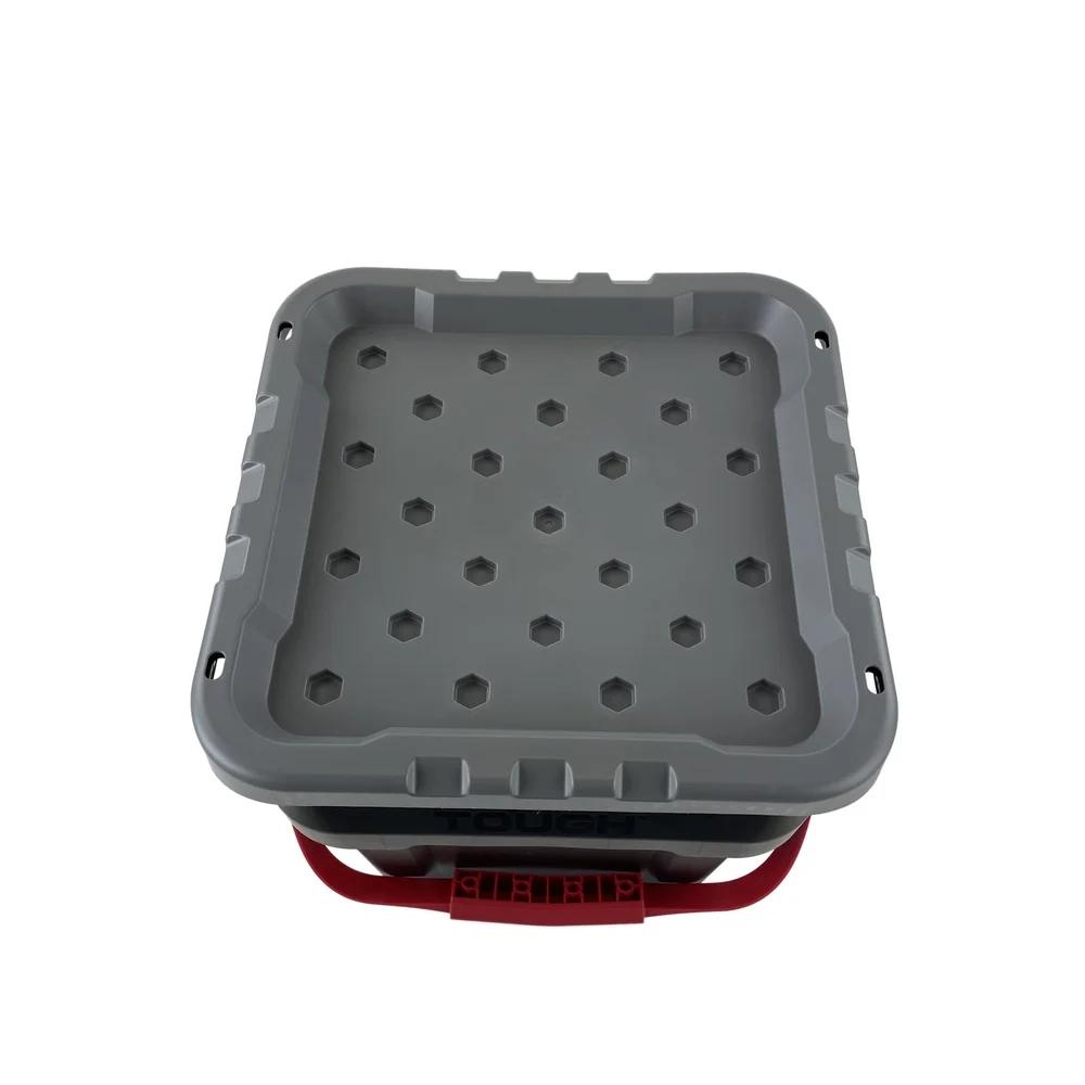 5 Gallon Heavy Duty Plastic Bucket Tote Stacking Storage Black Portable Carrying Handle Ideal Garage Yard Home Projects