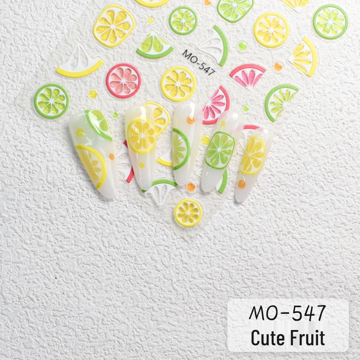 

Cartoon Fruit Embossed 3D Nail Stickers: Little Cherry, Green Apple, Lemon, Red Apple