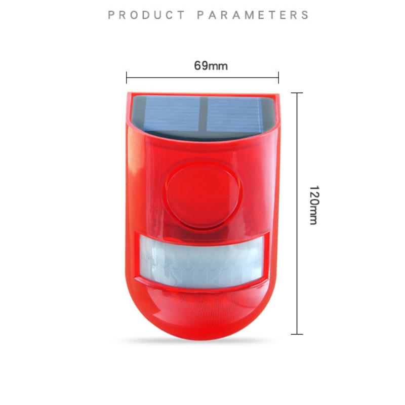 Kabelloses Solar-Bewegungsalarmlicht 120dB Sirene IP65 Wasserdicht für Außenbereich Terrasse Gemüsegarten Tierabwehr