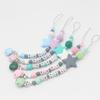 Colorful Silicone Star Leters Bead Chain Clip Holder Baby Feeding