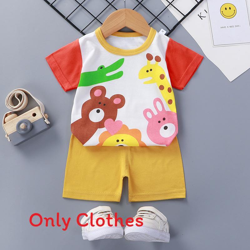 Baby Cartoon T Shirt Shorts Set With Cotton Fabric For Kids Ages 3 To 8