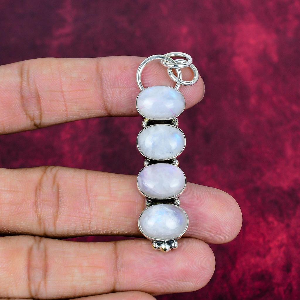 Moonstone 925 Solid Sterling Silver Pendant, Handmade Gemstone Pendant, Gift For Mom Antique Jewelry