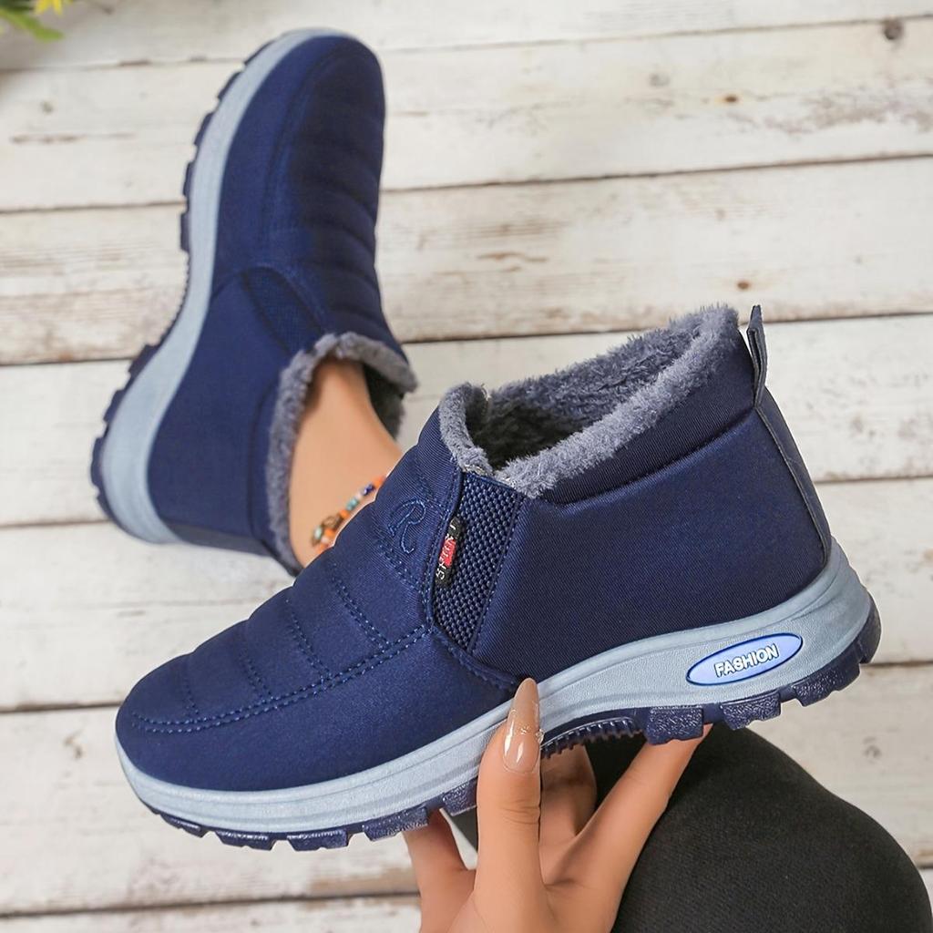 Women's Solid Color Fluffy Boots, Thick Soled Soft Soled Winter Warm Lining Boots, Non Slip Warm Short Boots