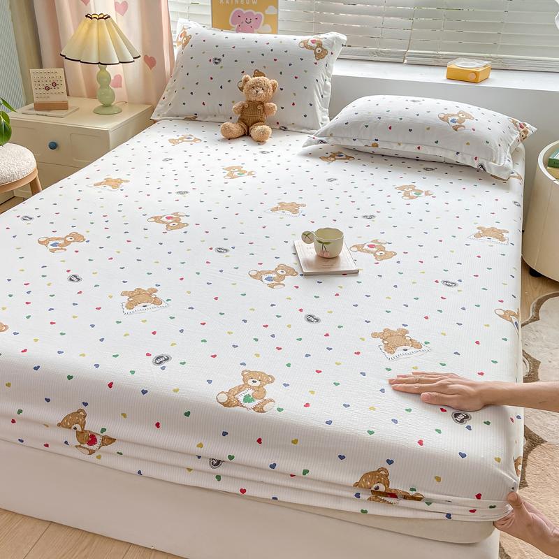 Bettbezug Hautfreundliches Bettlaken Home Elastische Spannbettlaken Bedruckter Matratzenschoner Roupa de Cama (Kein Kissenbezug)