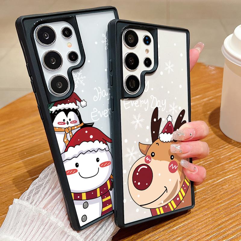 

Мультяшный рождественский узор Высокий прозрачный чехол для Samsung S24 S23 Plus Ultra A55 A54 A35 A34 A25 A15 5g прозрачный мягкий край жесткий чехол для телефона Fundas Samsung S24