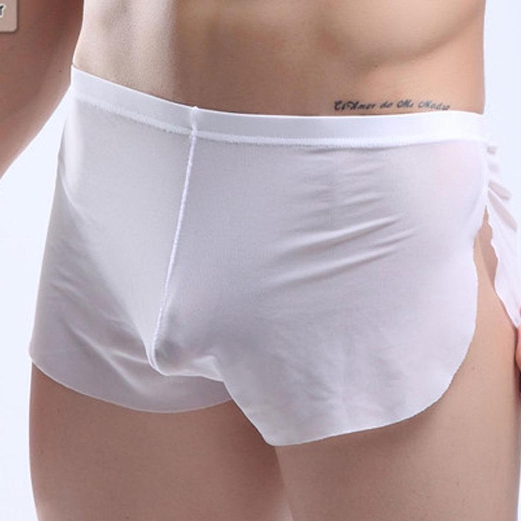 Popular European & American Men's Transparent Underwear: Mesh Boxer Sports Pants, Breathable Low-Waist Home Wear