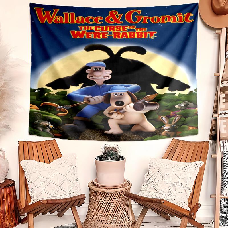 wallace & Gromit Tapestry, Wall Hanging Tapestry, Pattern Tapestry for Dorm Bedroom Living Room Wall Art Photography Backdrop