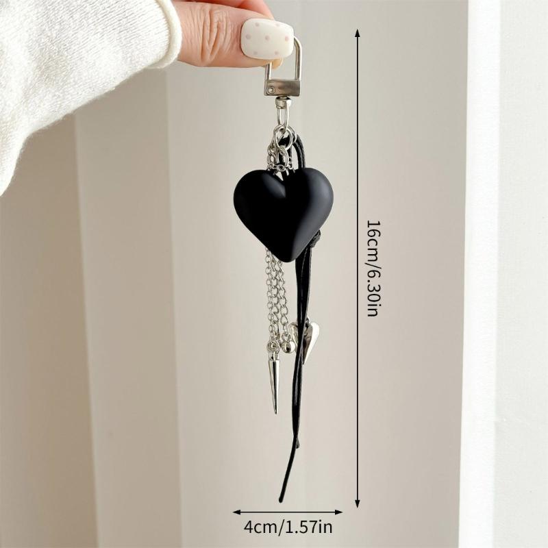 Artistic Black Heart Design Keychain Accessory Heart Shaped Keyring Decoration Great For Gift And Daily Charm